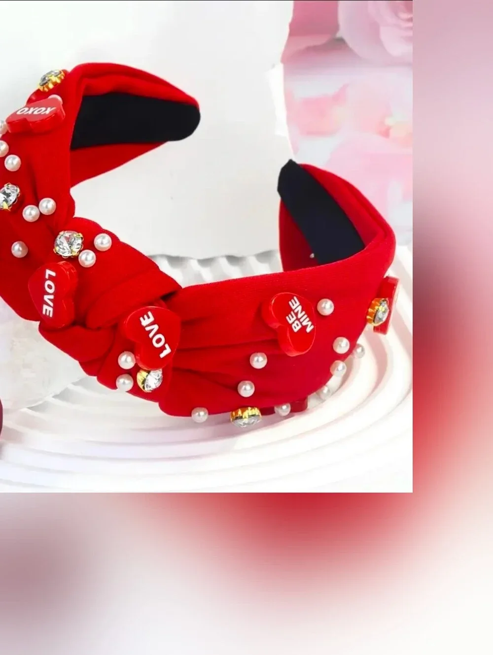 Valentines Red Themed  Headband with Rhinestones NWT